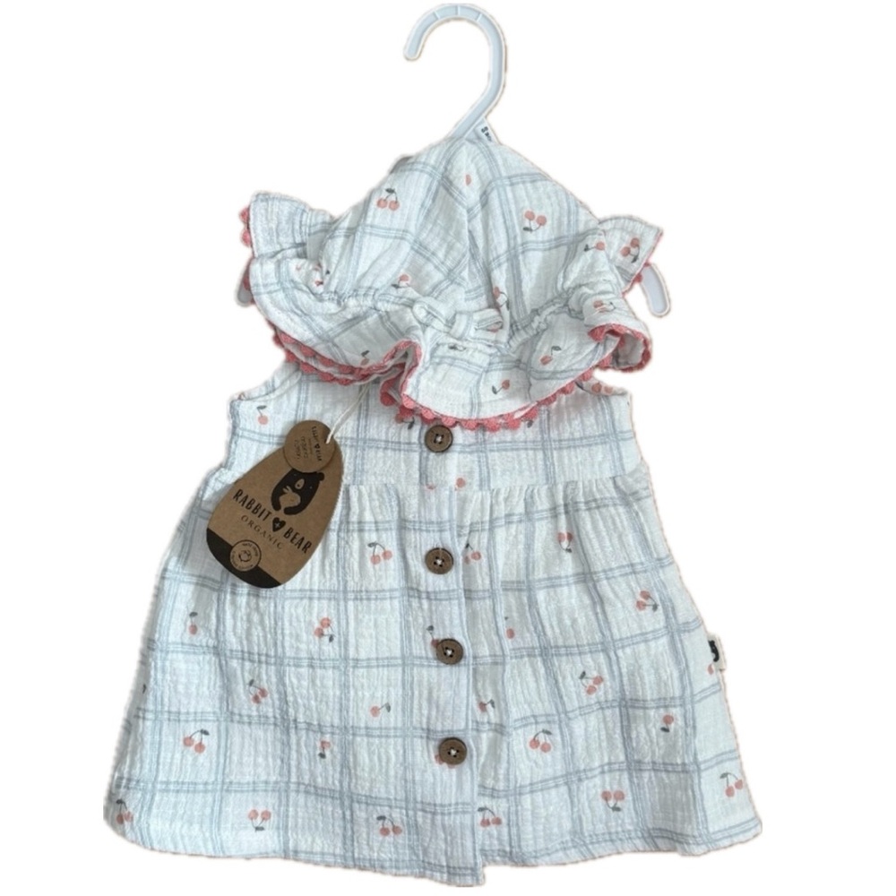 Rabbit + Bear Sustainably Grown Organic Cotton Dress W/Matching Hat